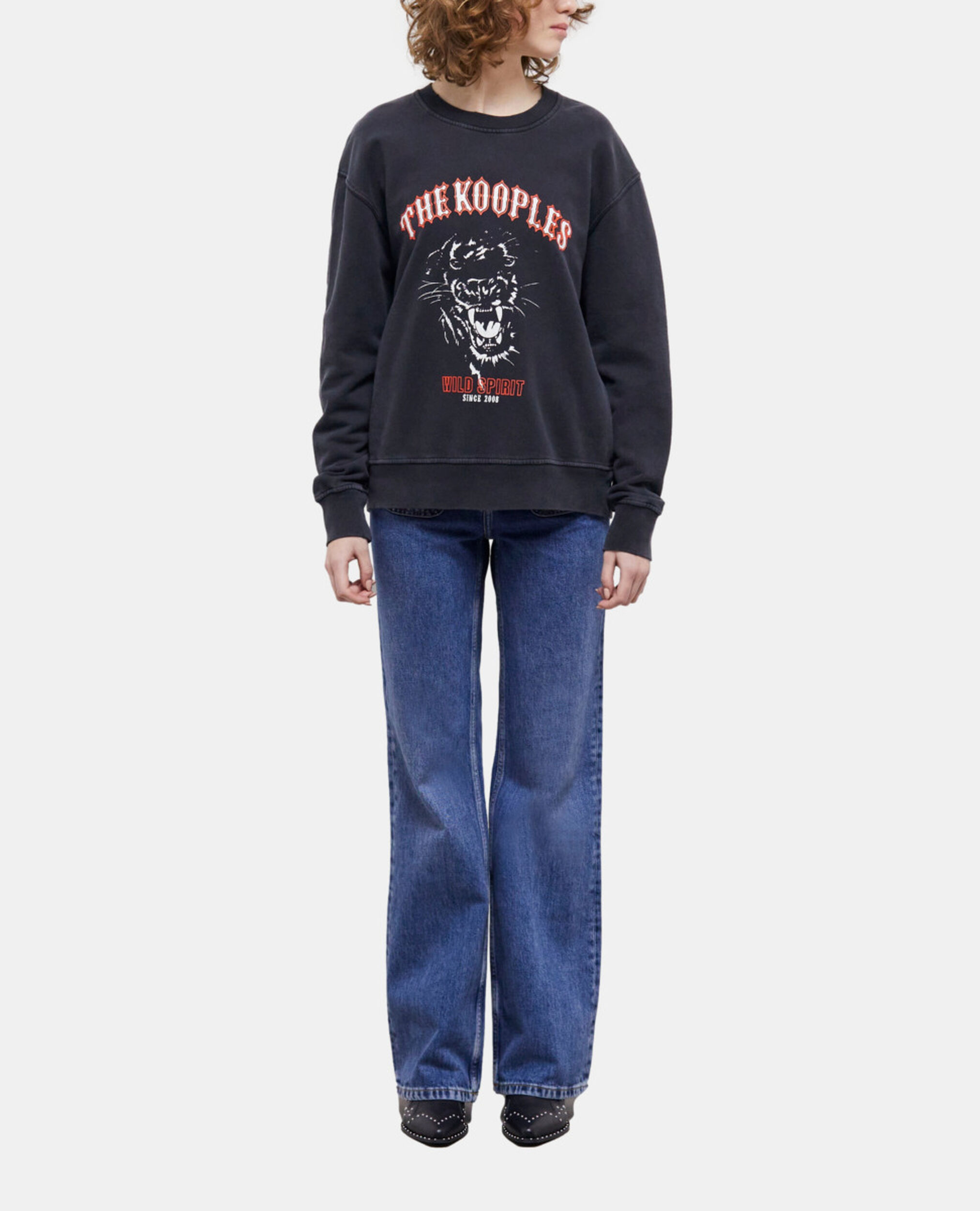 Sweatshirt sérigraphié noir, BLACK WASHED, hi-res image number null