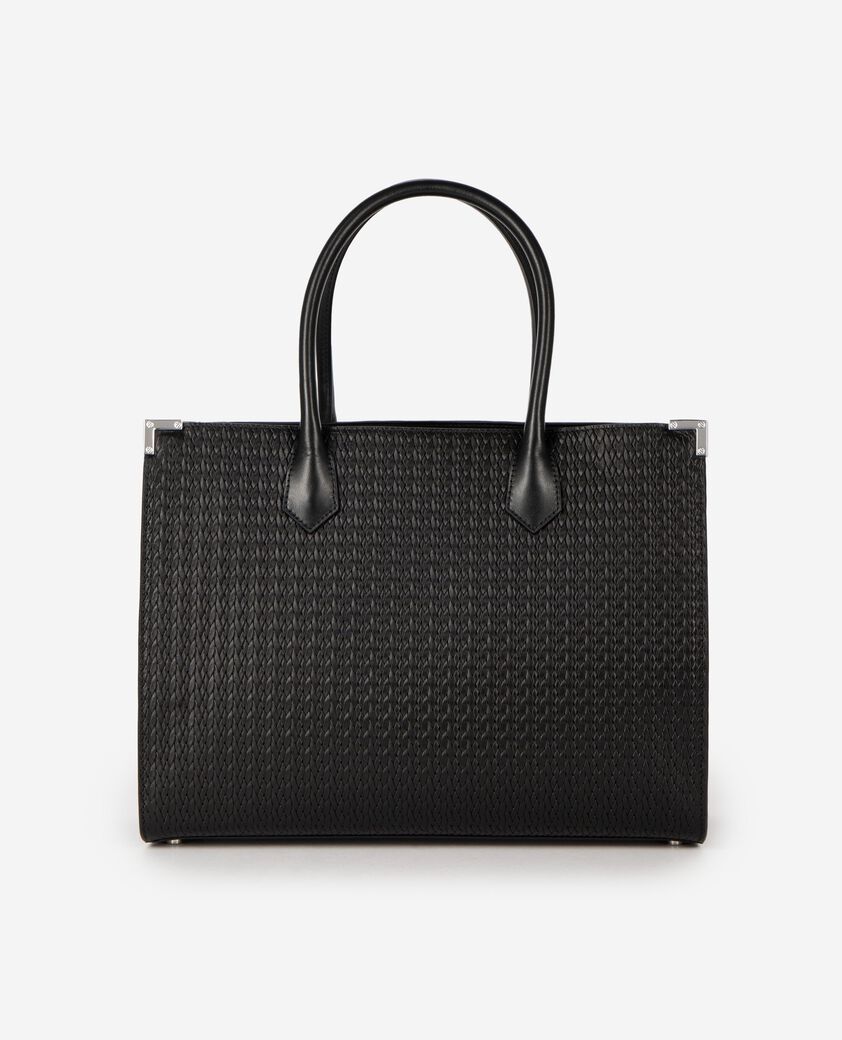 The Kooples WOMEN BLACK ming l tote bag in black woven leather