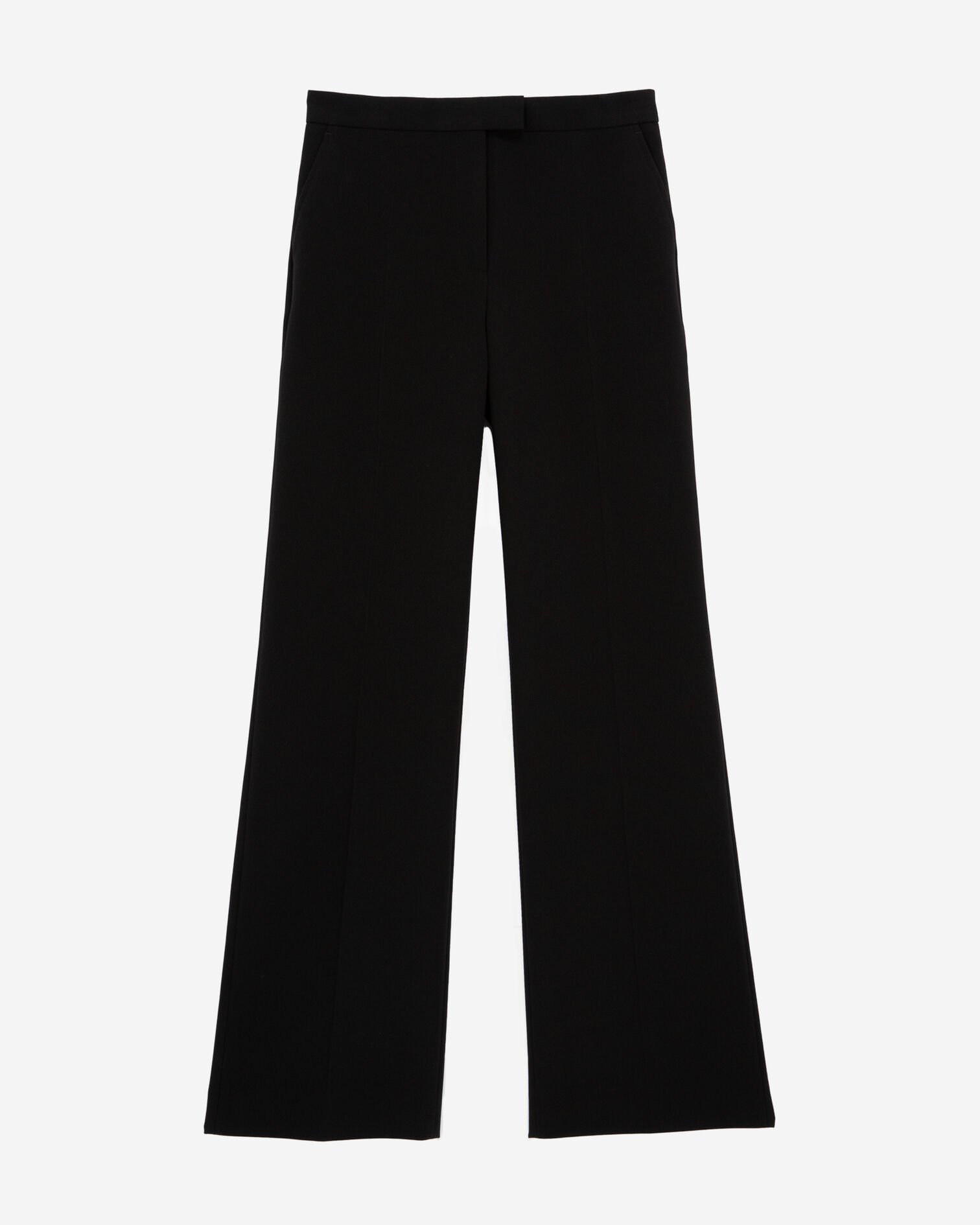 Pantalon tailleur en crêpe coupe droite noir, BLACK, hi-res image number null