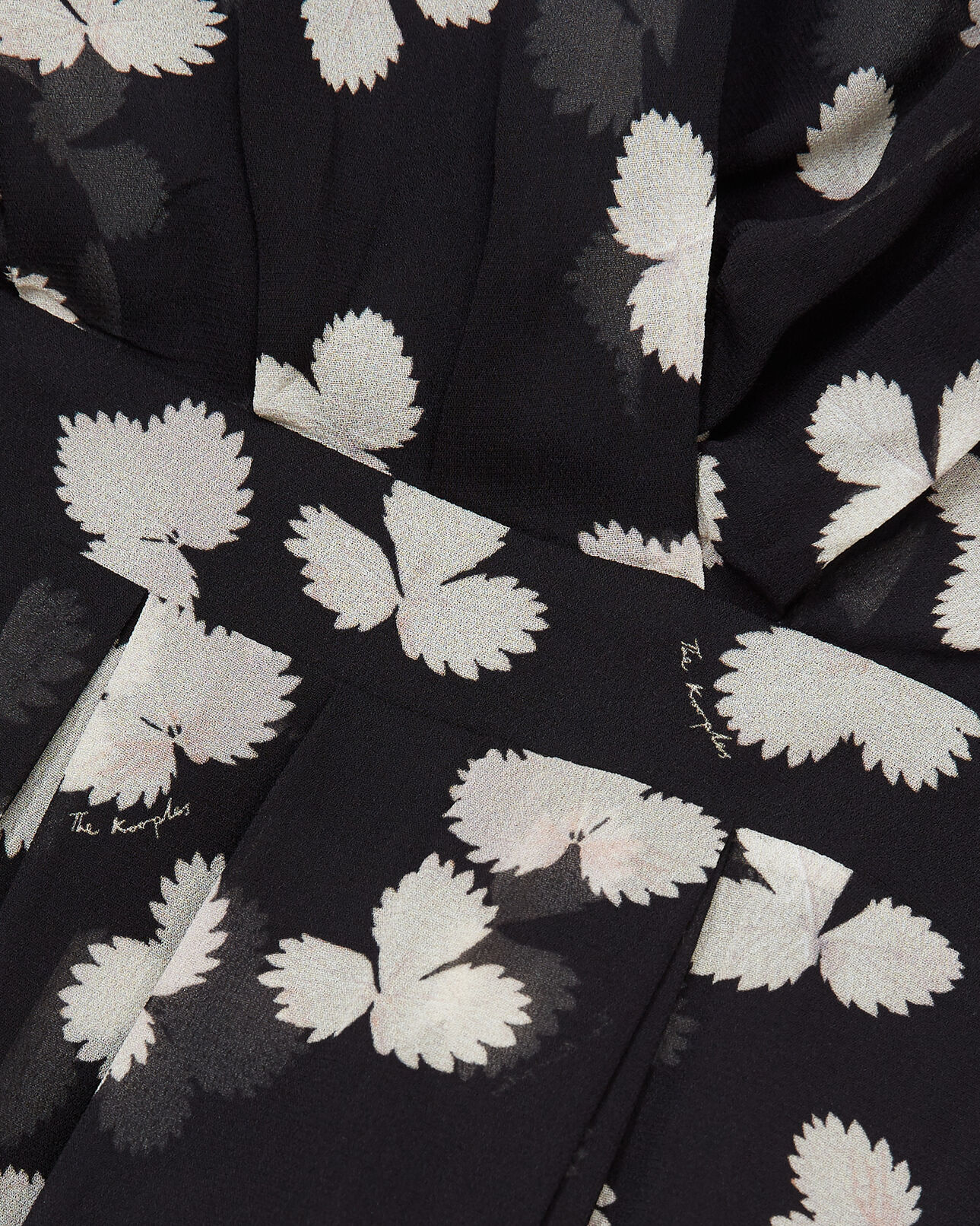 The Kooples MUJER BLACK-ECRU vestido largo negro floral asimétrico