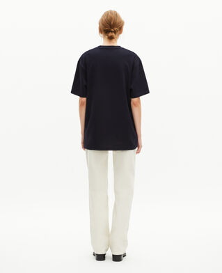 The Kooples MEN NAVY navy blue plain straight unisex t-shirt