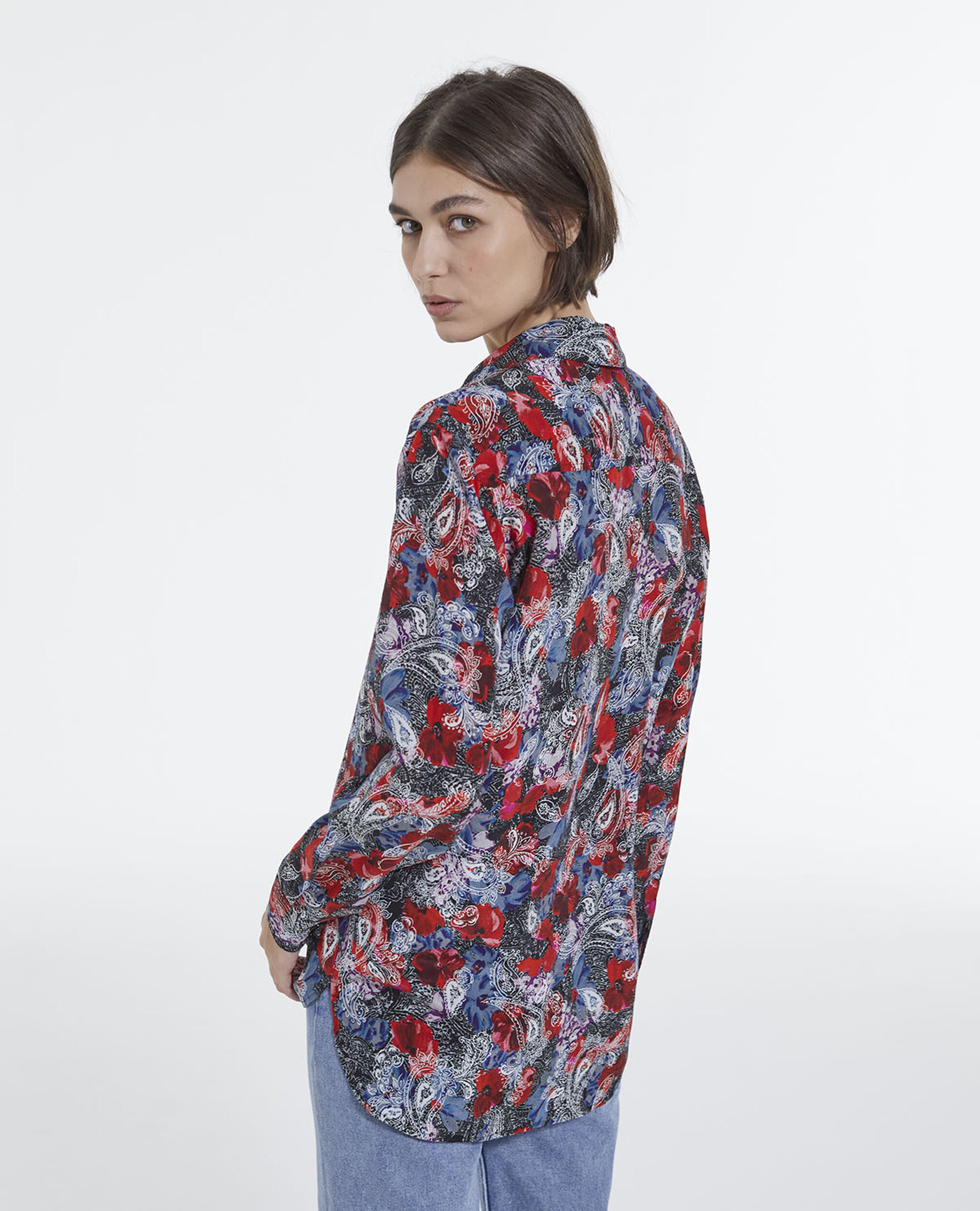 Multicolour printed silk shirt, RED, hi-res image number null