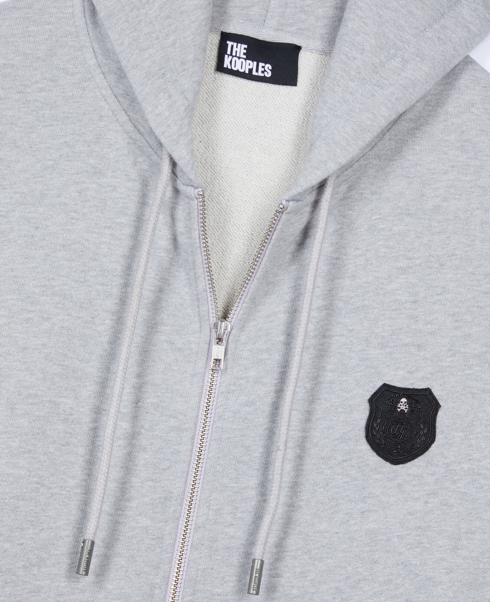 The Kooples HOMME GREY MELANGE sweatshirt à capuche blason gris