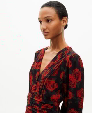 The Kooples F BLACK - RED red floral print maxi dress