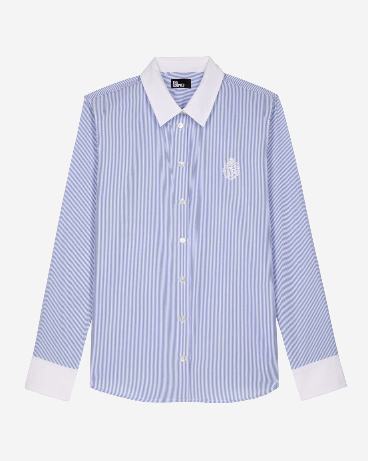 The Kooples FEMME BLUE WHITE chemise à rayures en popeline bleue