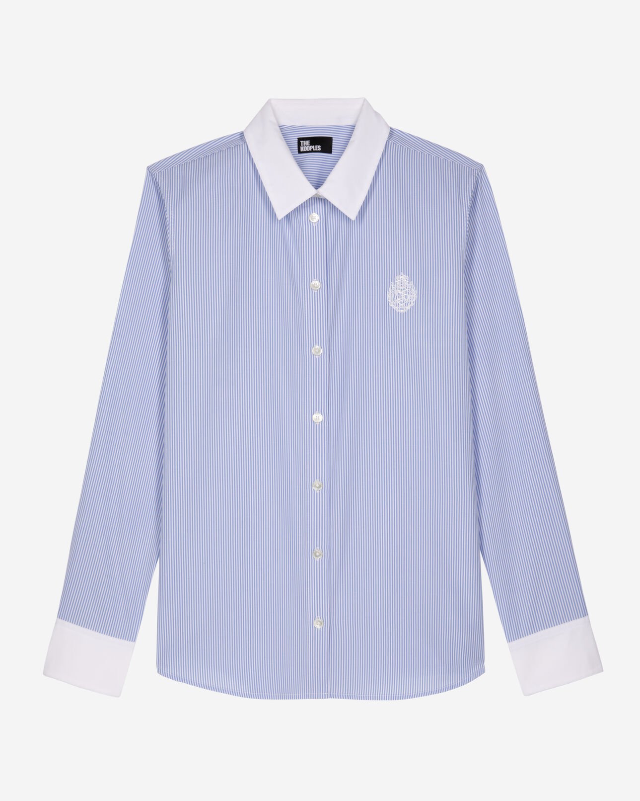 The Kooples DAMEN BLUE WHITE blaues popeline-streifenhemd