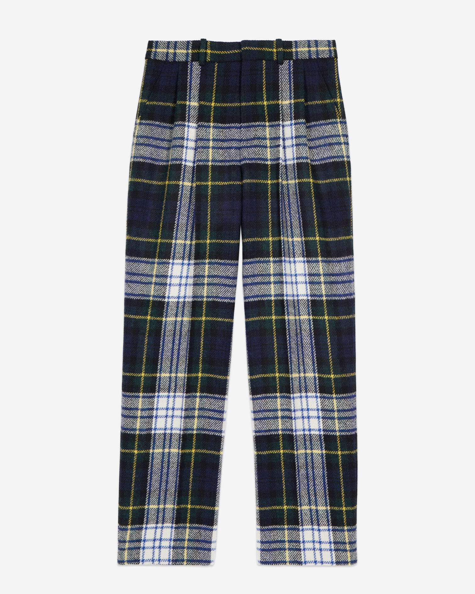 Green and navy blue check wide-leg wool pants The Kooples x Harris Tweed, GREEN-WHITE, hi-res image number null