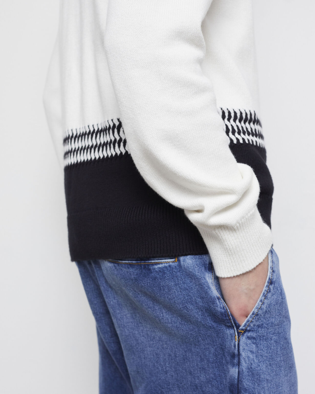 The Kooples MEN WHITE / BLACK two-tone knit sweater