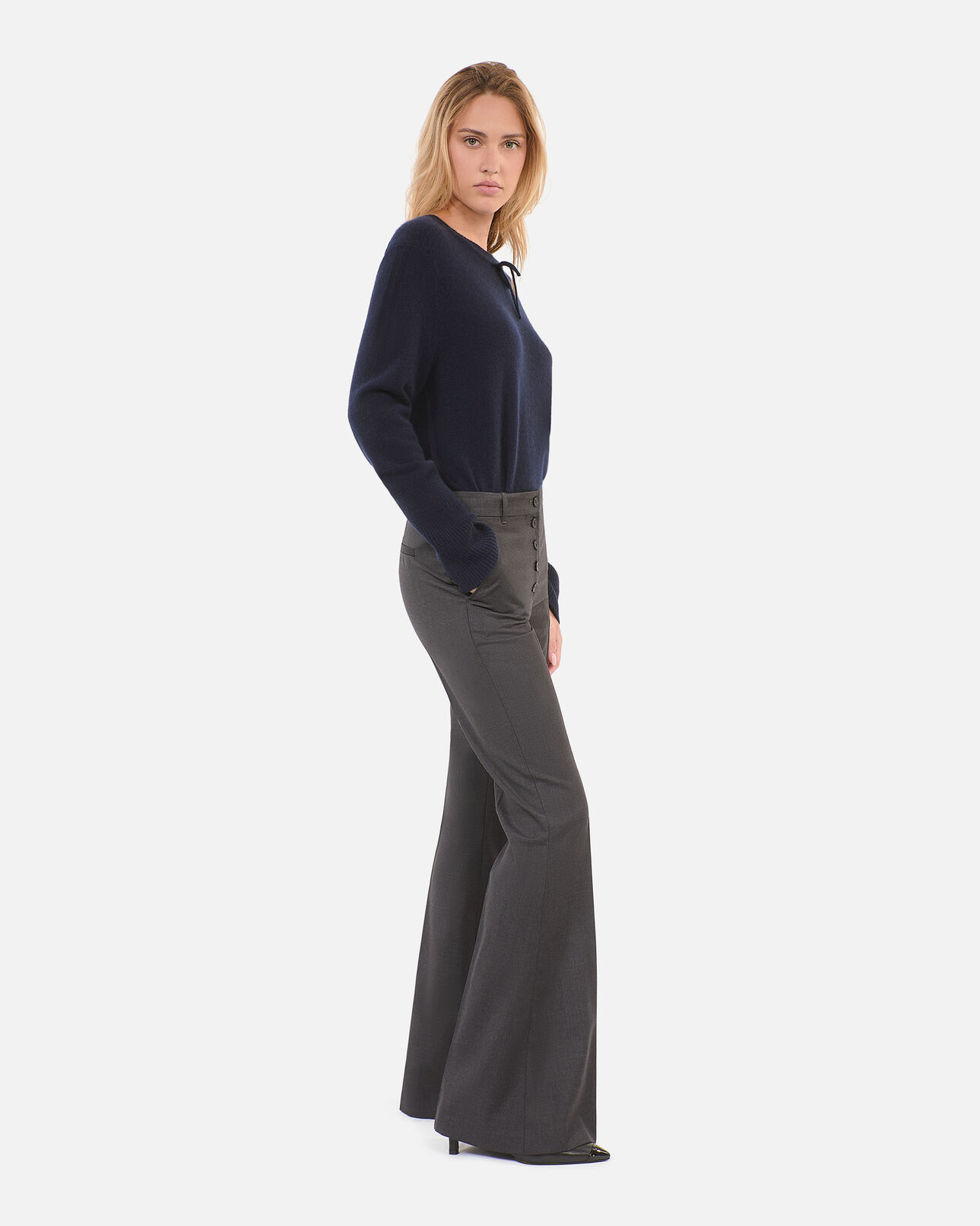 The Kooples WOMEN GREY grey flared wool pants