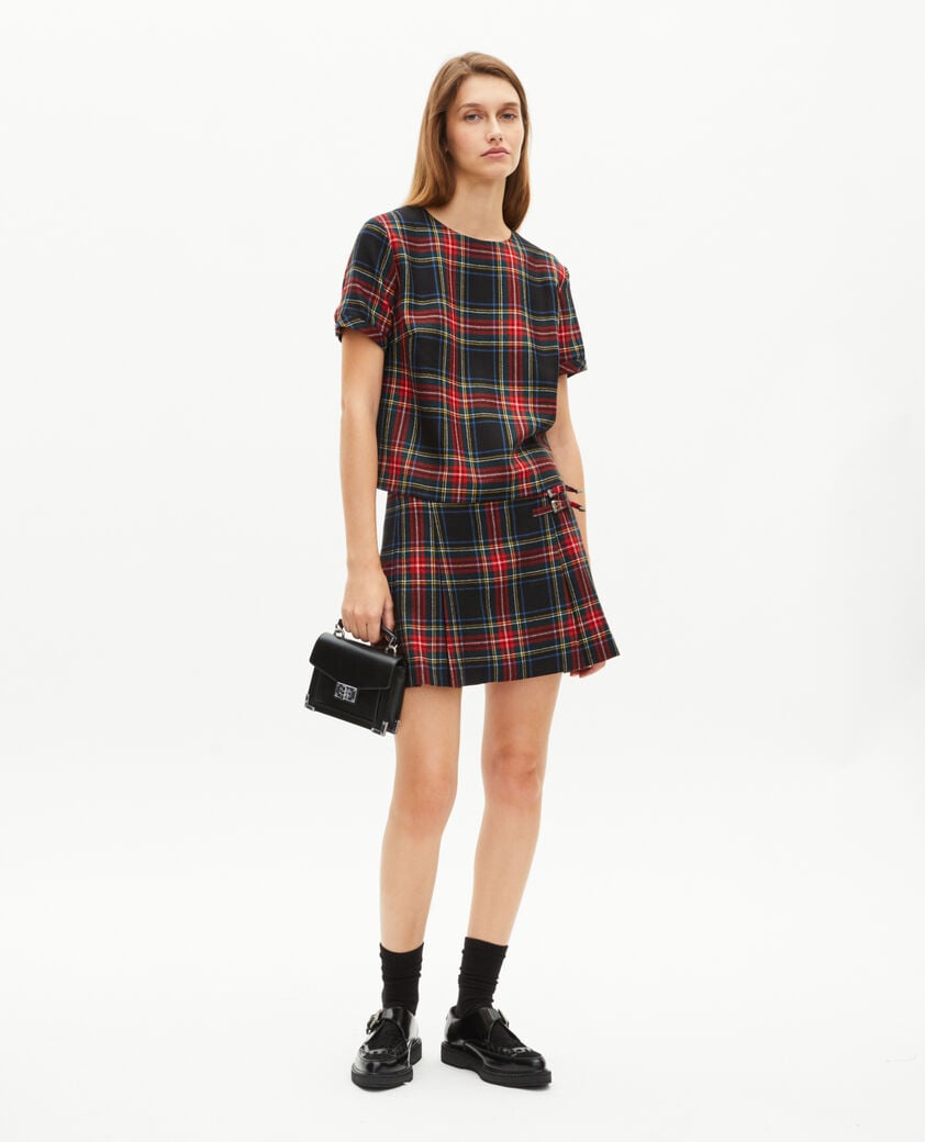 The Kooples FEMME ROUGE NOIR top en tartan rouge et noir