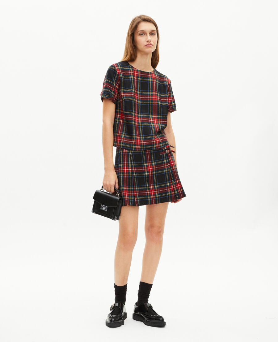 The Kooples FEMME ROUGE NOIR top en tartan rouge et noir