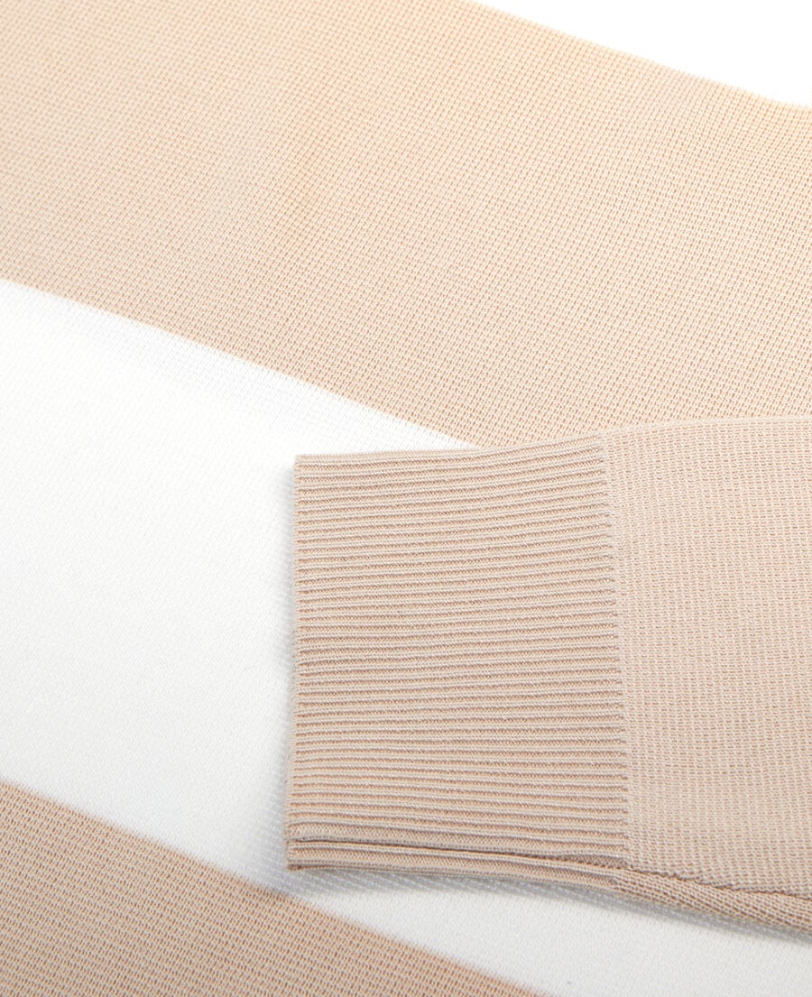 The Kooples FEMME BEIGE ECRU pull à rayures en coton beige