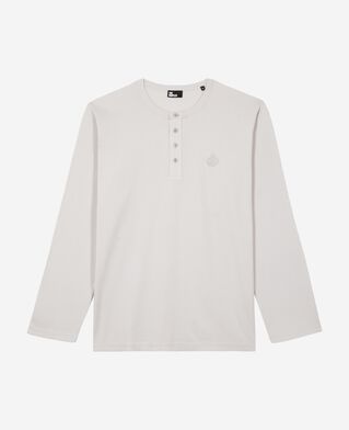 The Kooples MEN LIGHT GREY long-sleeved t-shirt with gray crest