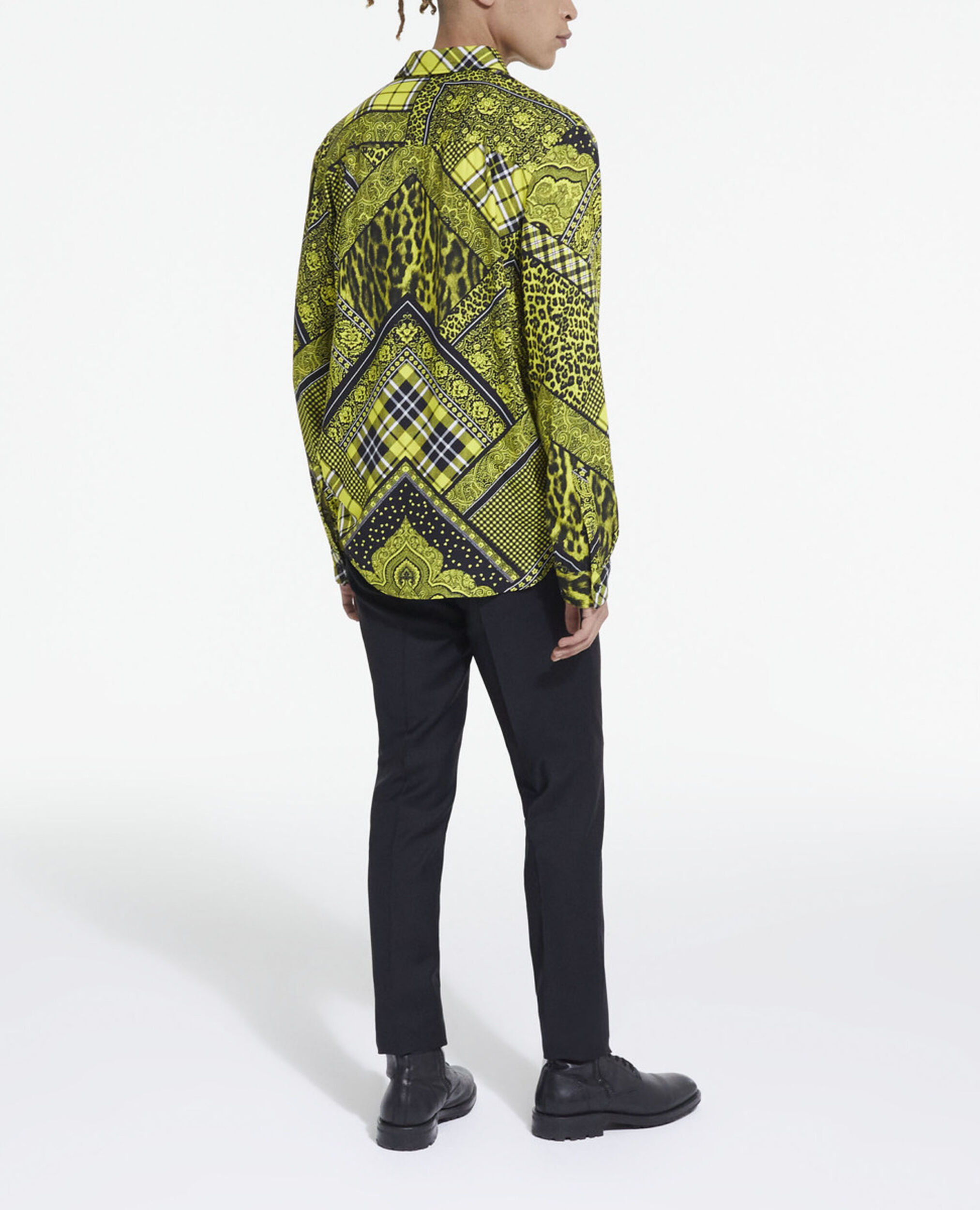 Chemise col classique imprimée, BLACK / YELLOW, hi-res image number null