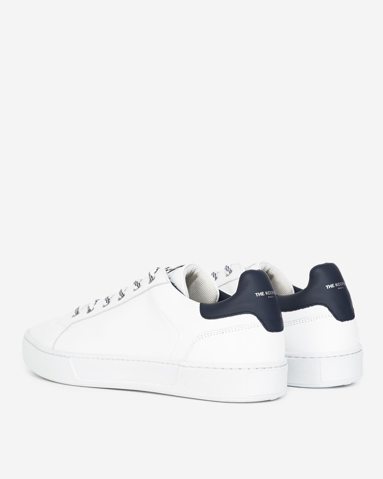 The Kooples MEN WHITE / BLUE white sneakers in leather with blue tongue