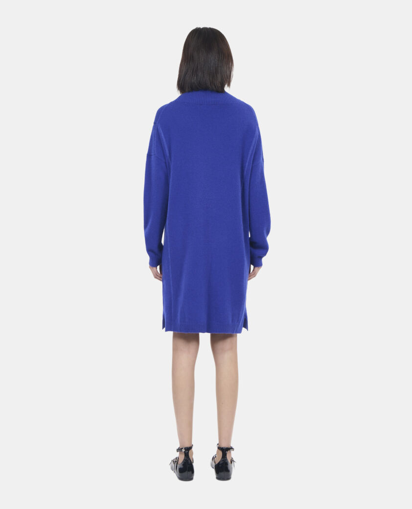 The Kooples FEMME BLUE ELECTRIC robe pull courte en cachemire bleu &eacute;lectrique