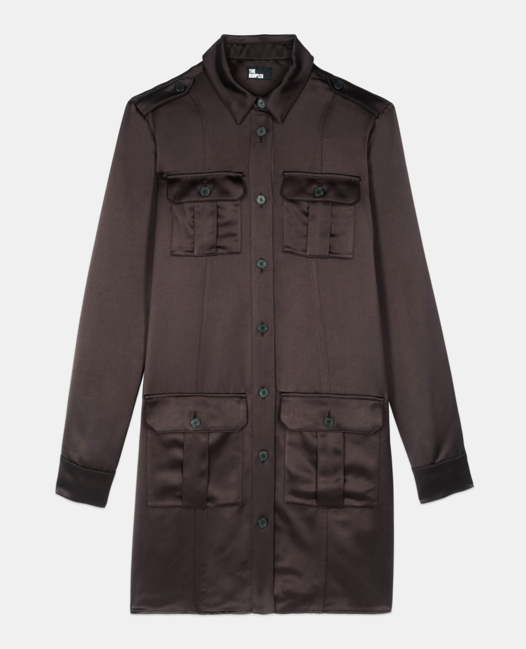 Short brown safari dress, BROWN, hi-res image number null