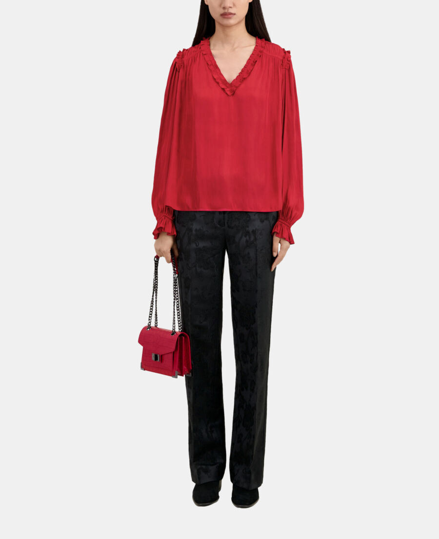 red top with shirring