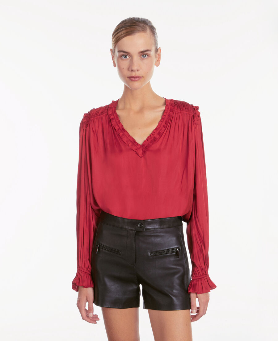 red top with shirring