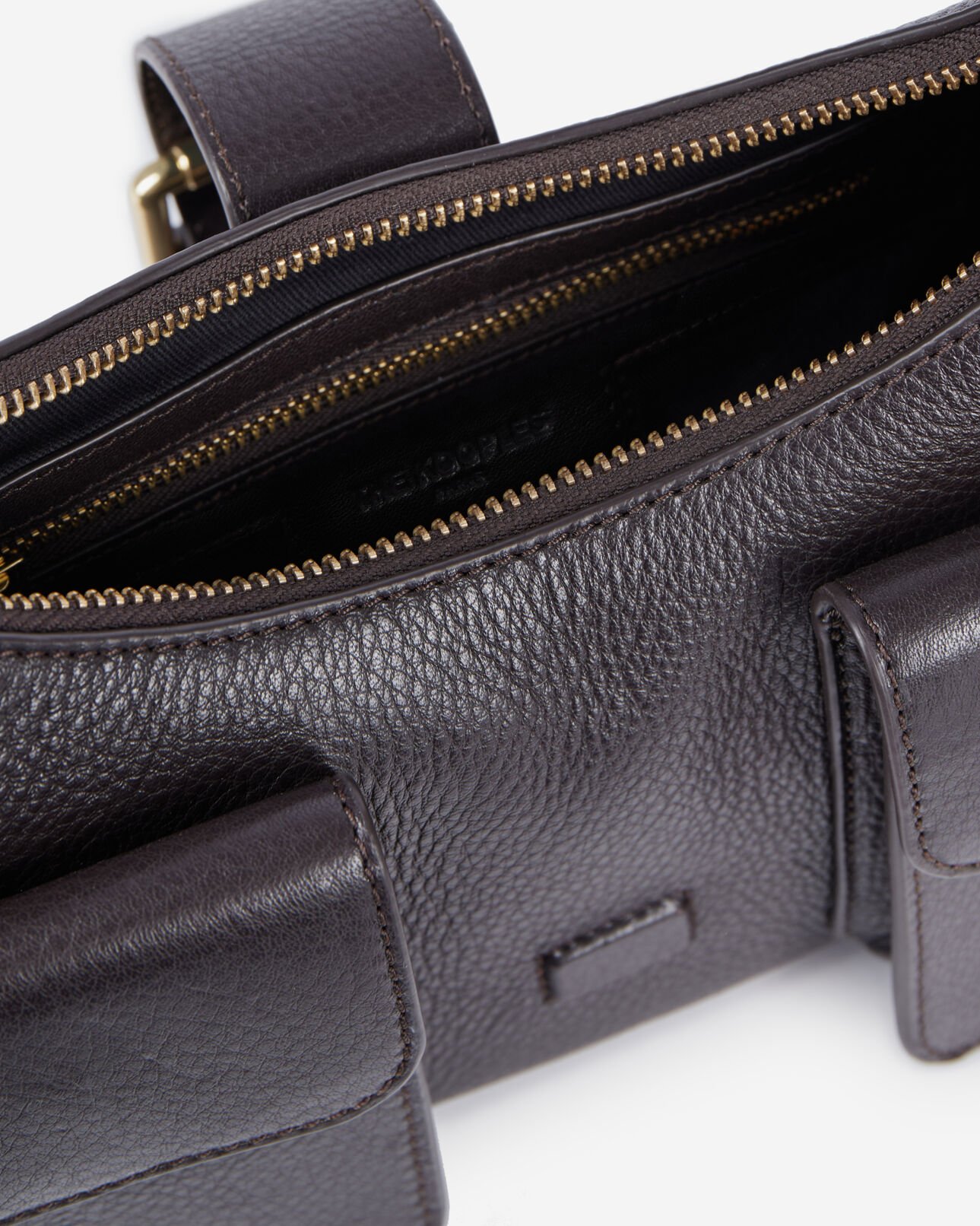 The Kooples DAMEN BROWN braune amelia tasche aus genarbtes leder