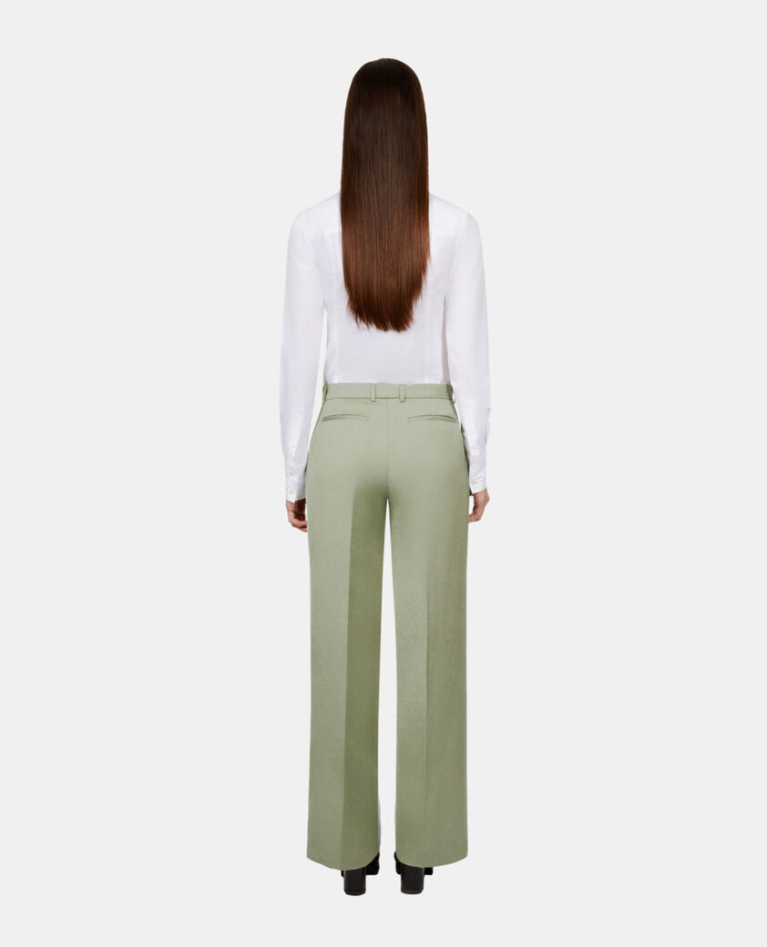 The Kooples FEMME KAKI GREY pantalon tailleur en lin vert clair