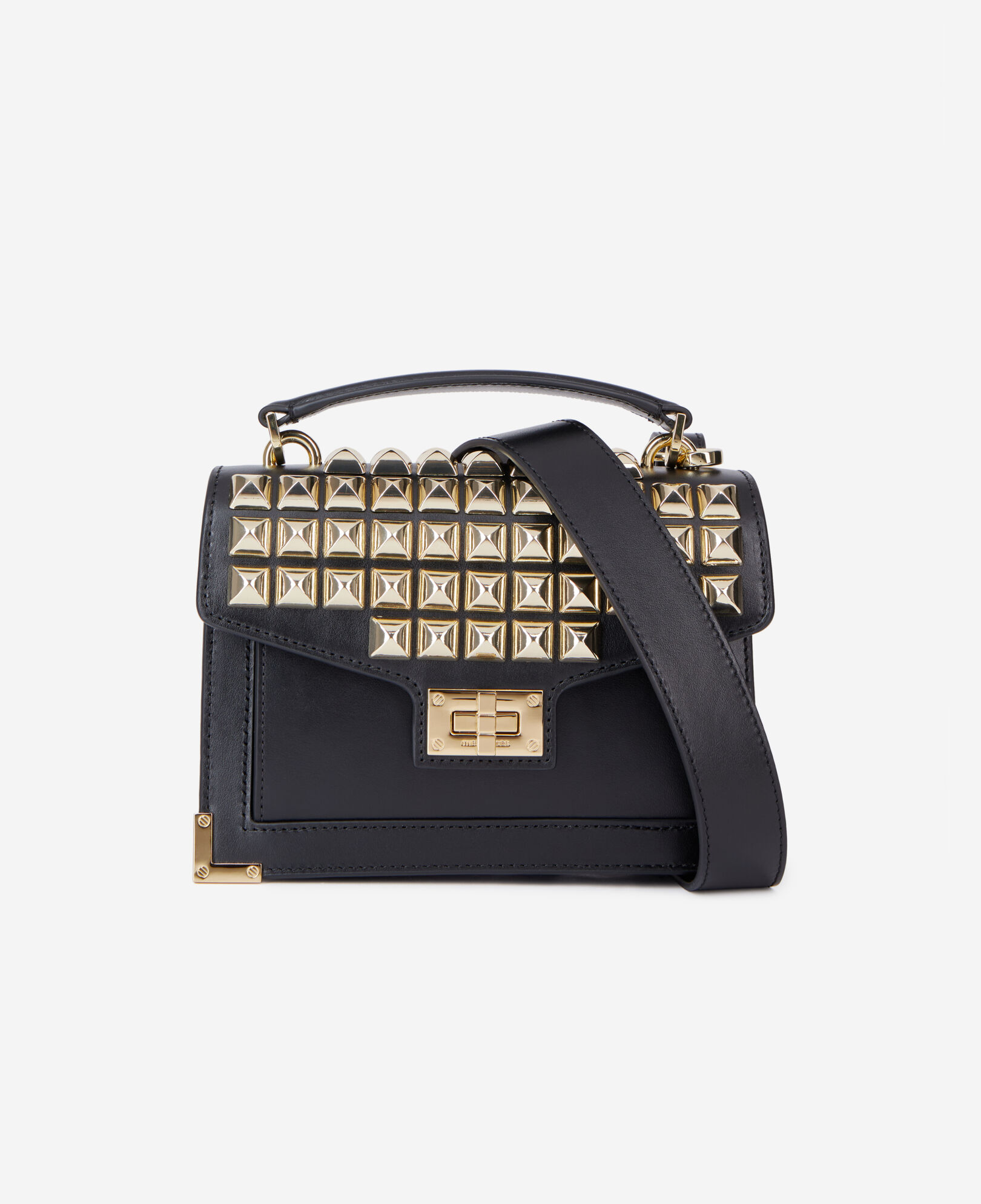 The Kooples WOMEN BLACK emily small bag in black leather with spikes