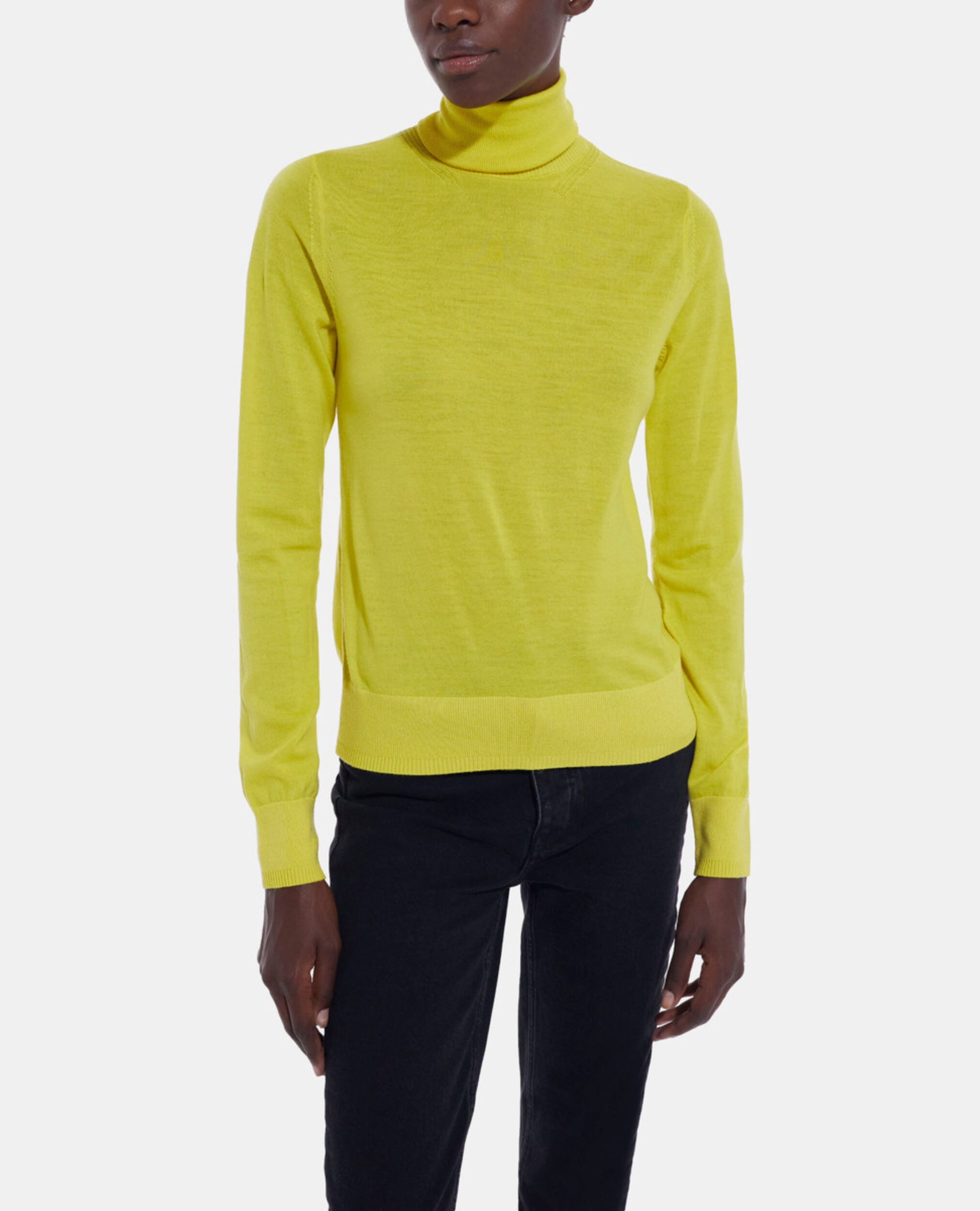 Yellow wool sweater, YELLOW, hi-res image number null