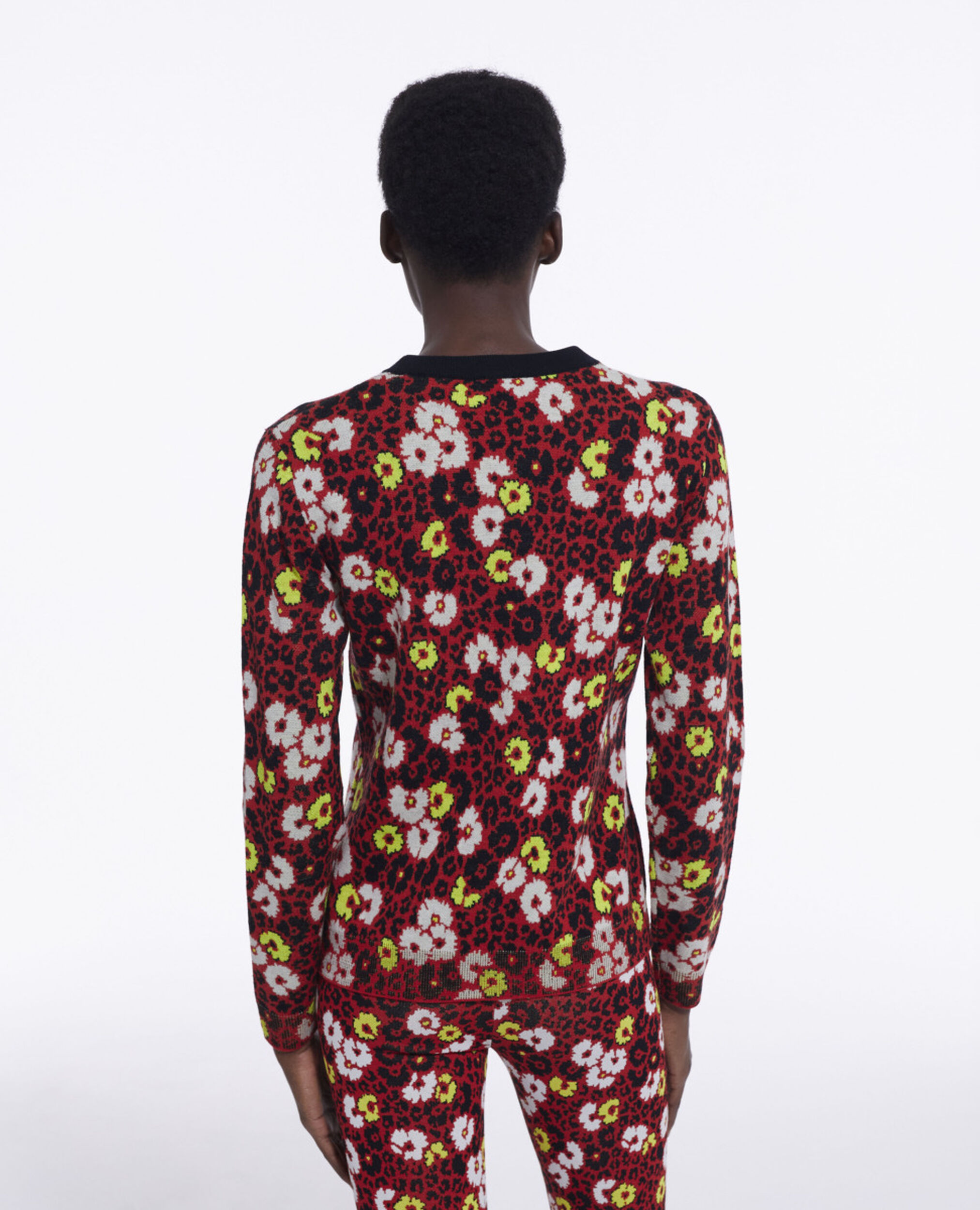 Floral print wool sweater, DARK RED, hi-res image number null