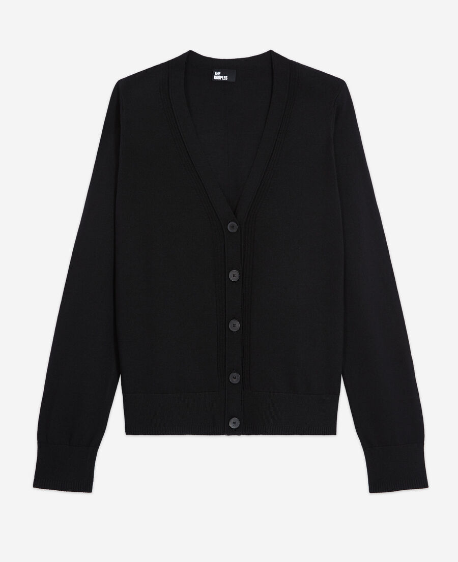 fine black merino cardigan