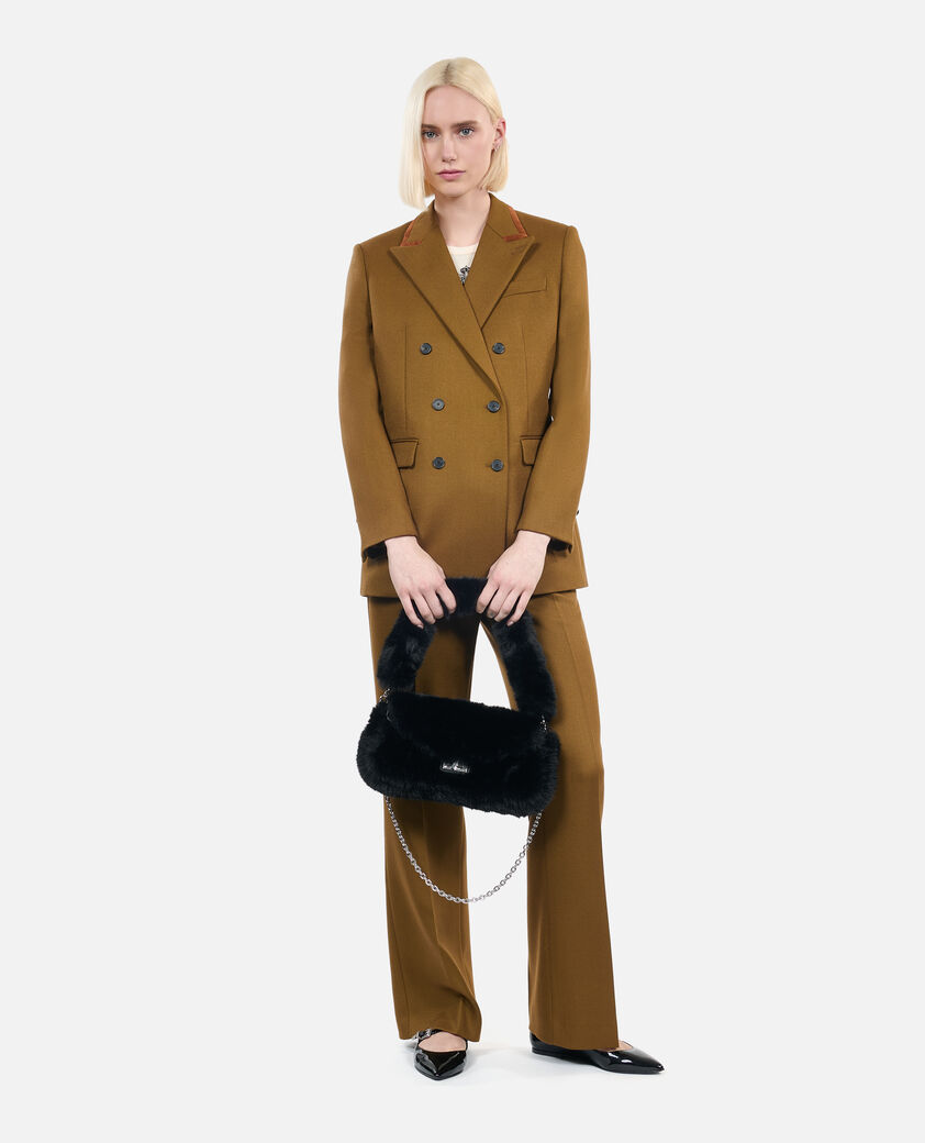 The Kooples FEMME BLACK pochette effet fourrure noire