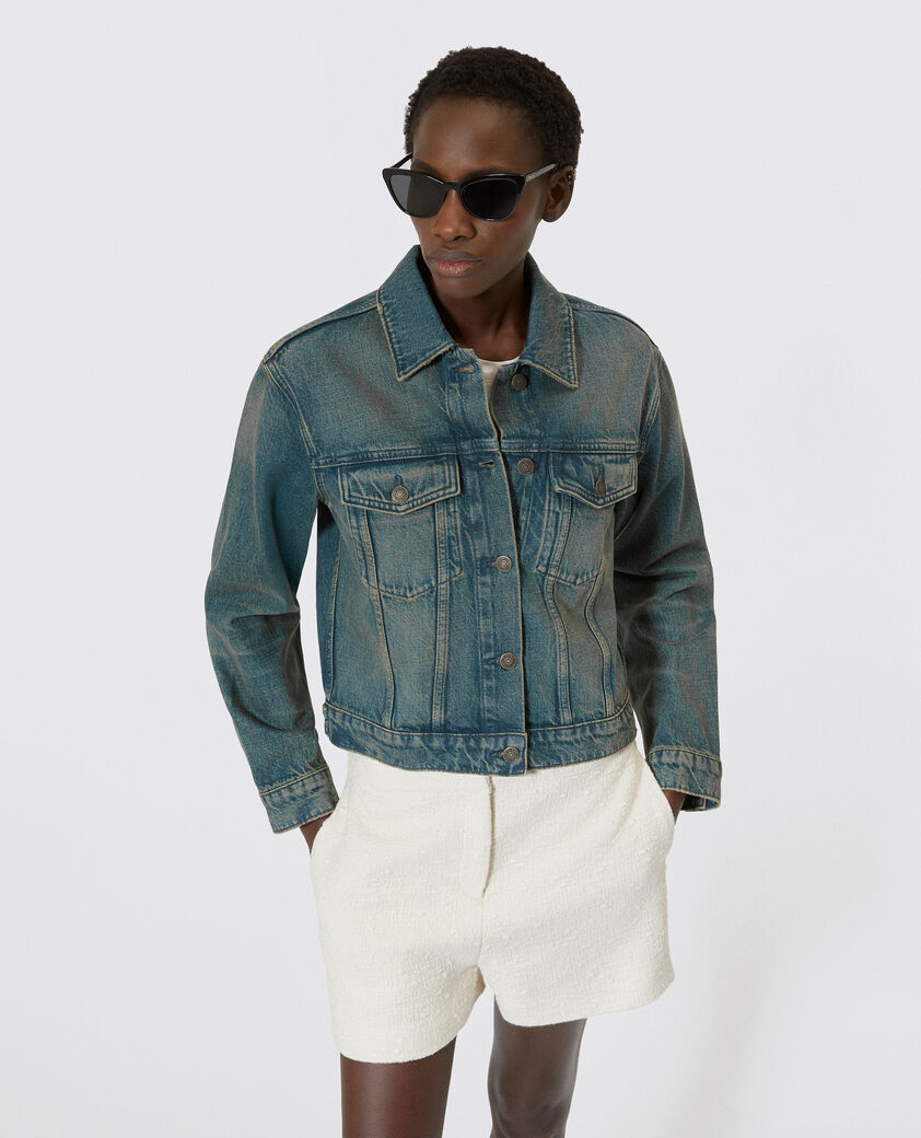 The Kooples DAMEN MEDIUM BLUE blaue jeansjacke