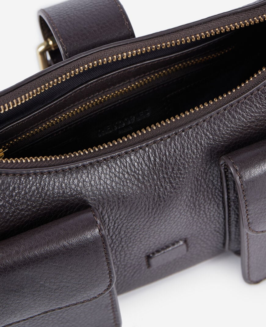 The Kooples DAMEN BROWN braune amelia tasche aus genarbtes leder