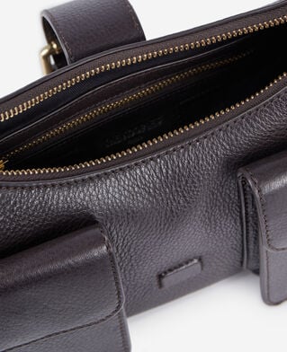 The Kooples DAMEN BROWN braune amelia tasche aus genarbtes leder