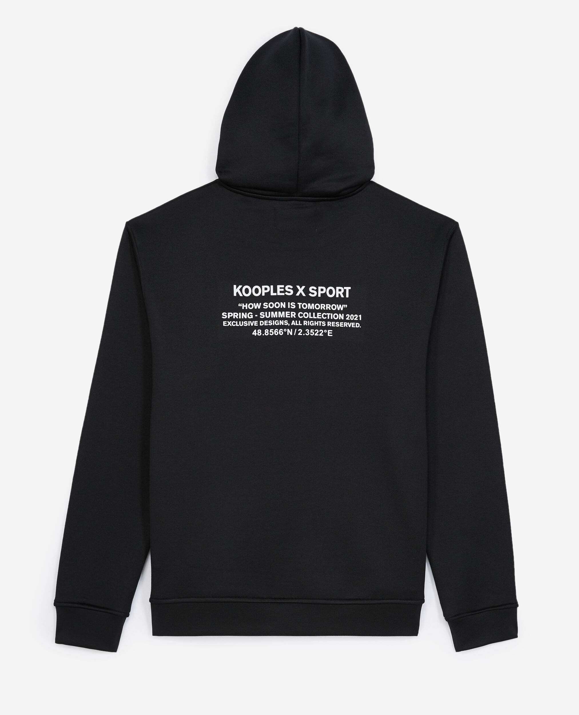 Schwarz bedrucktes Sweatshirt mit Kapuze, BLACK, hi-res image number null