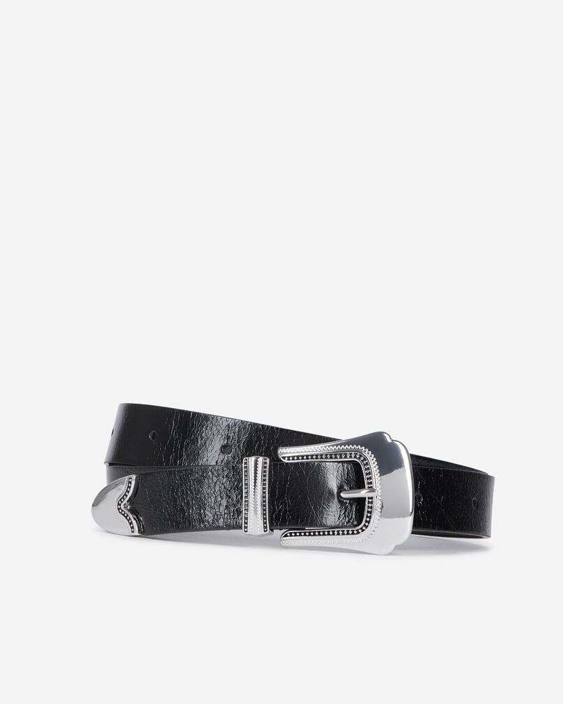 The Kooples F BLACK thin black leather belt