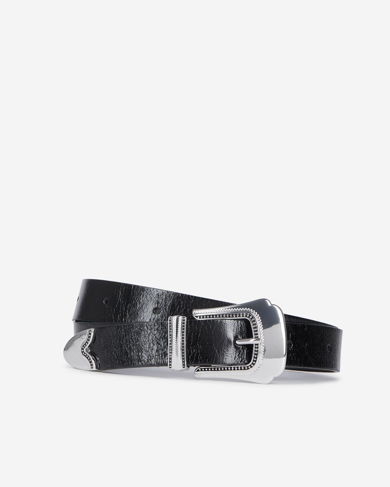 The Kooples WOMEN BLACK thin black leather belt