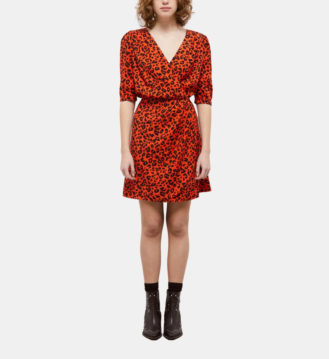 Leopard print short dress The Kooples US