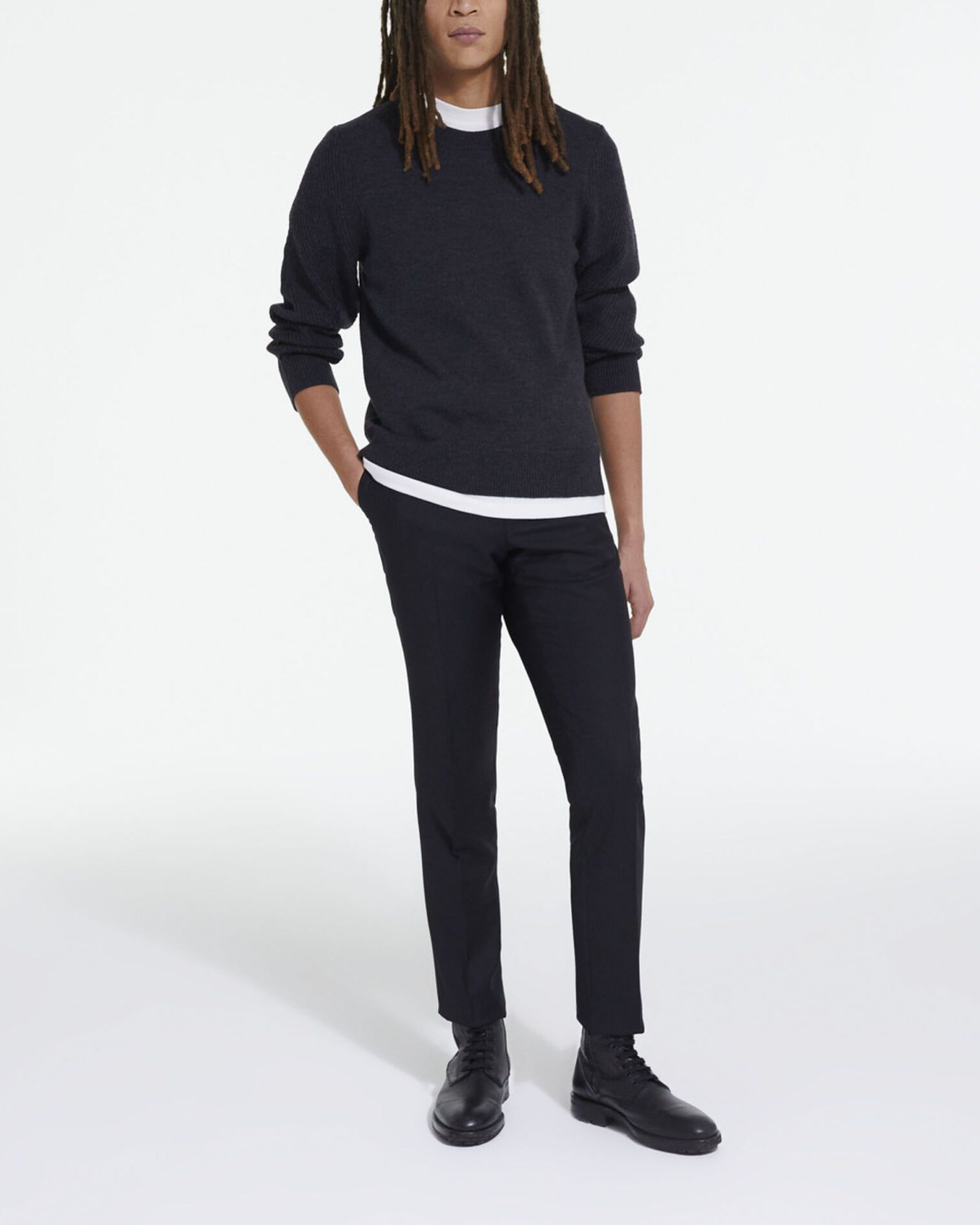 Black wool sweater, BLACK, hi-res image number null