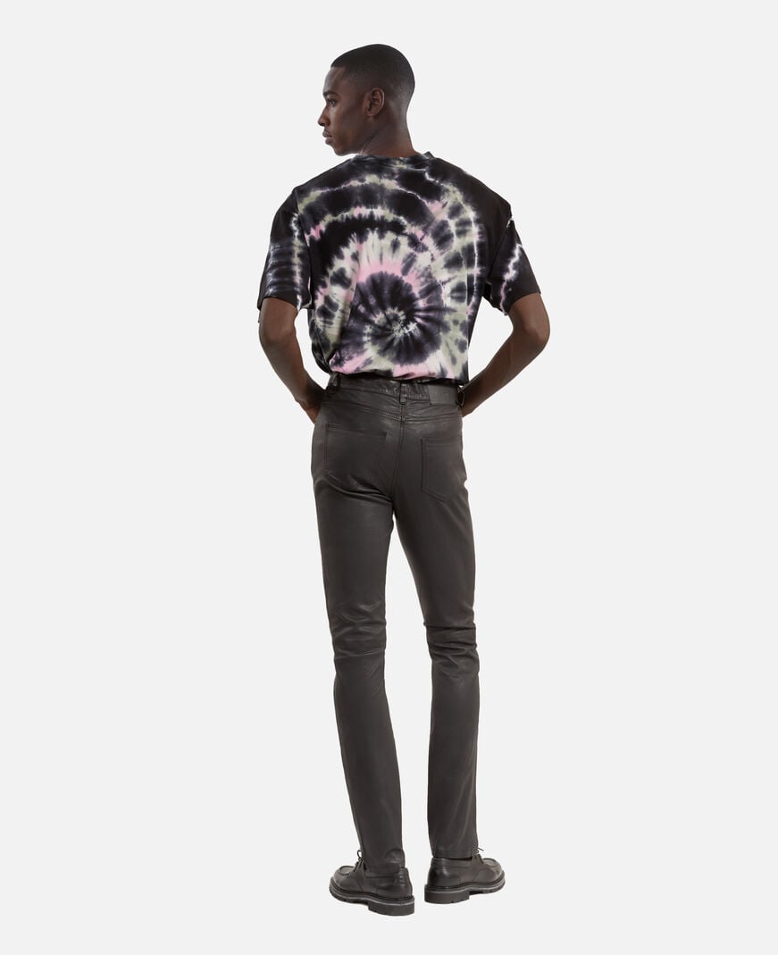 The Kooples MEN BLACK black leather slim-fit pants