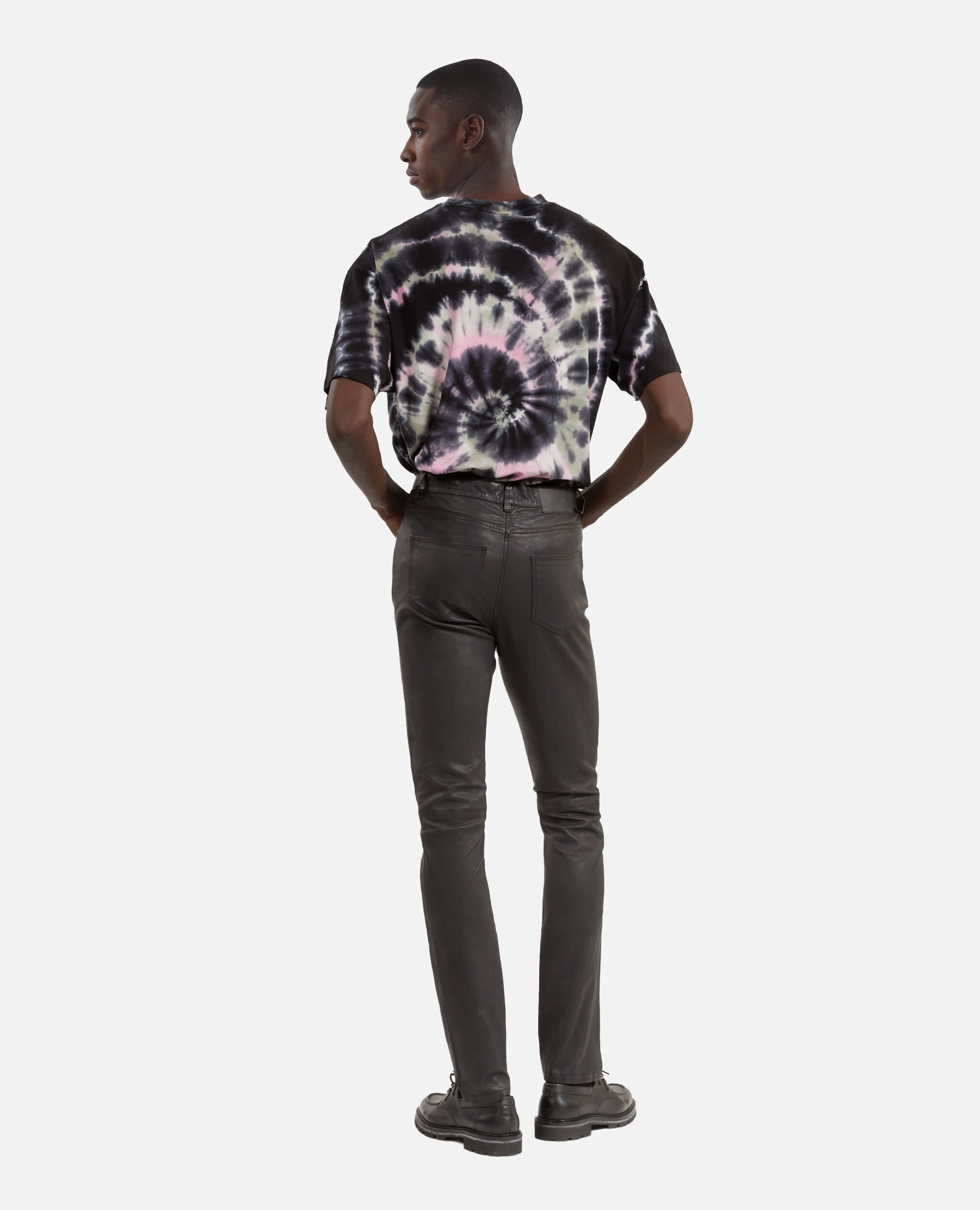 Black leather slim-fit pants, BLACK, hi-res image number null