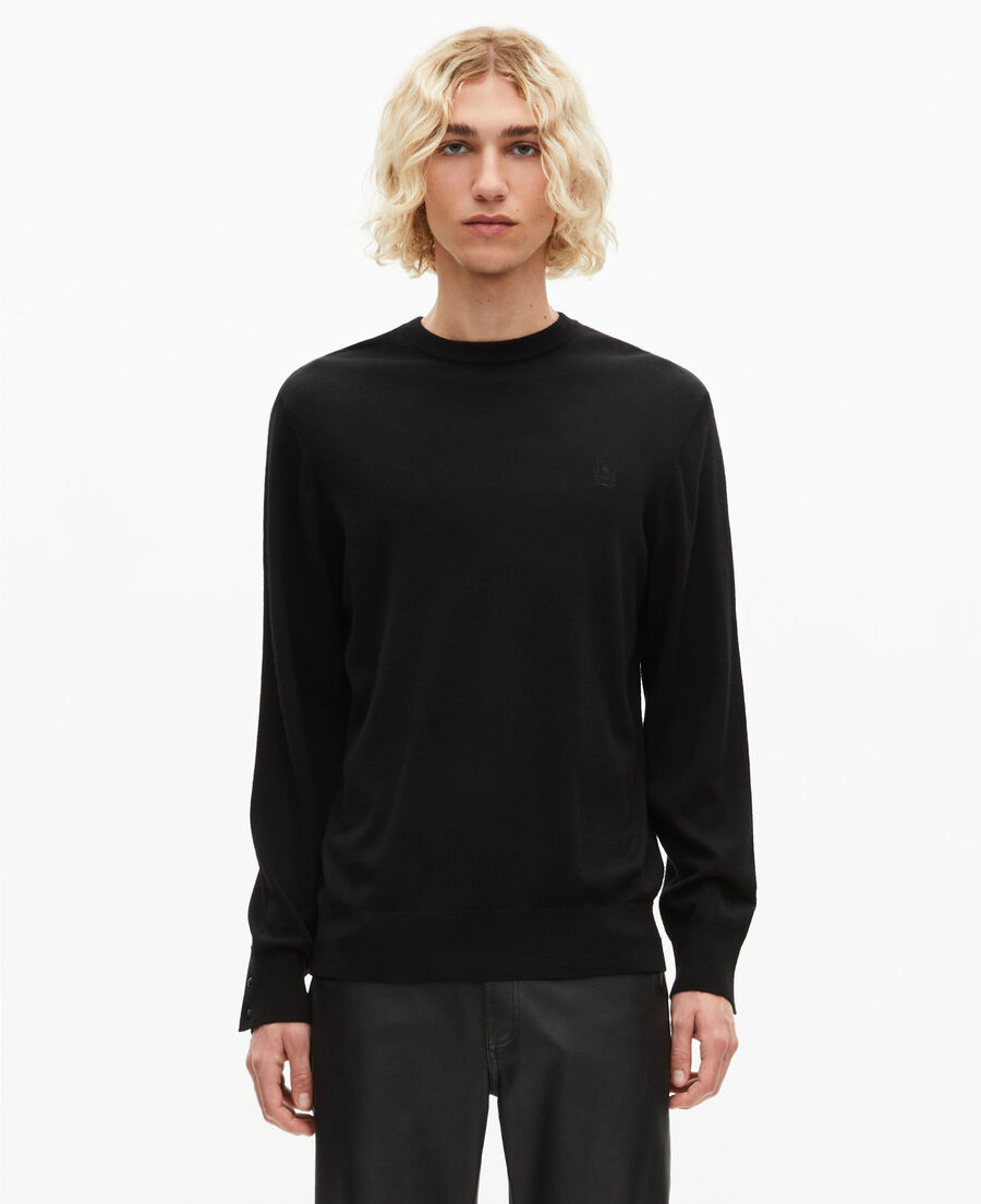 The Kooples MEN BLACK black merino wool round-neck sweater