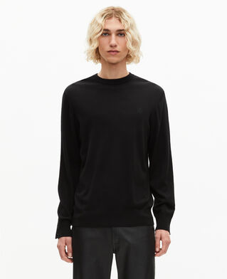 The Kooples MEN BLACK black merino wool round-neck sweater