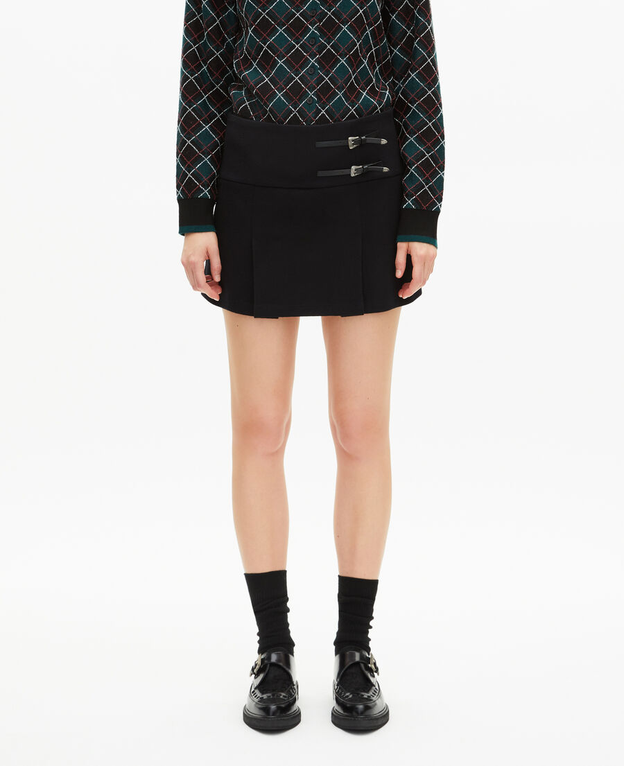 The Kooples FEMME BLACK jupe portefeuille avec boucles western courte noire