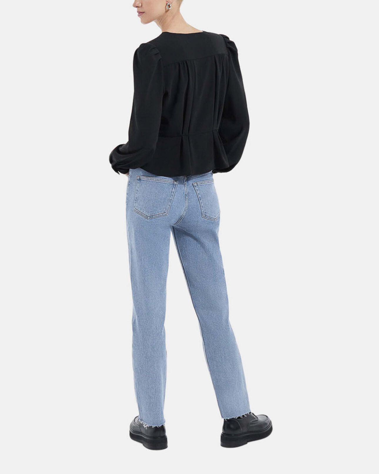 The Kooples DAMEN BLACK krepptop schwarz v-ausschnitt knöpfe bezogen