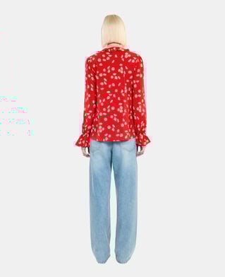 The Kooples FEMME RED / WHITE chemise à imprimé fleuri avec volants