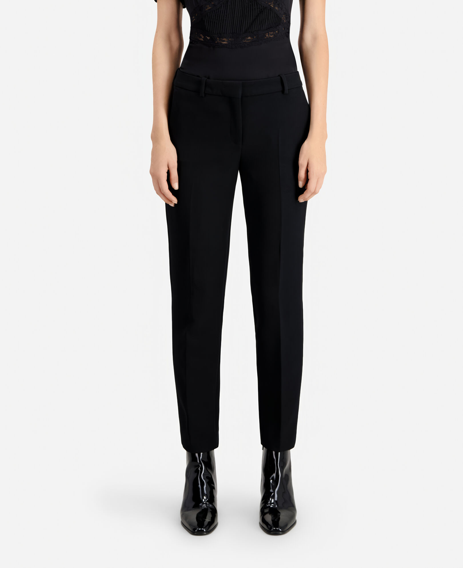 The Kooples WOMEN BLACK straight cut black crepe tailored pants