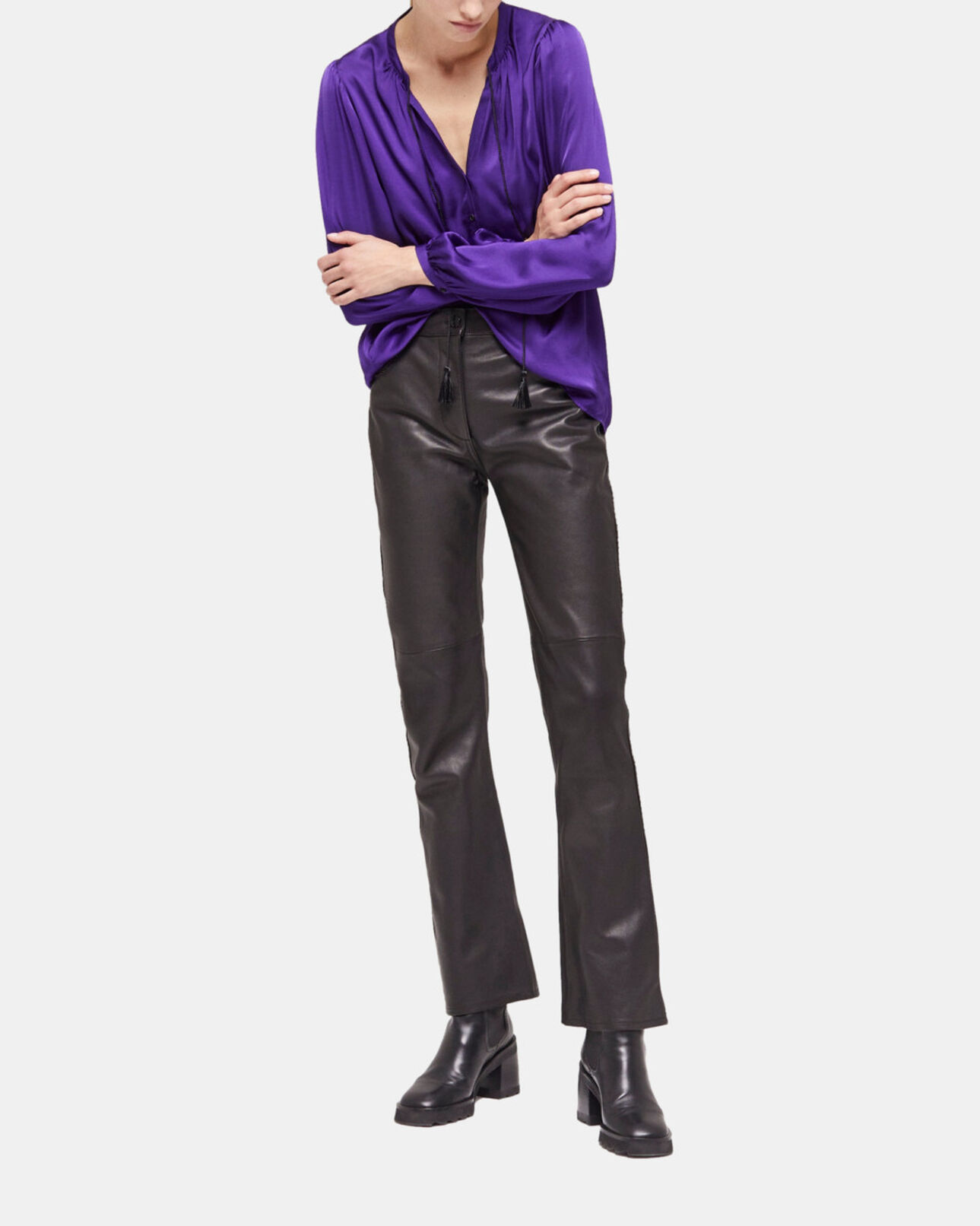 The Kooples WOMEN PURPLE purple shirt with puffed sleeves