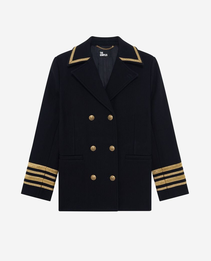 The Kooples DAMEN NAVY marineblauer offiziers-peacoat aus wolle