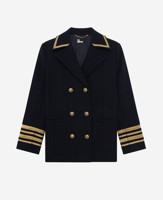The Kooples DAMEN NAVY marineblauer offiziers-peacoat aus wolle