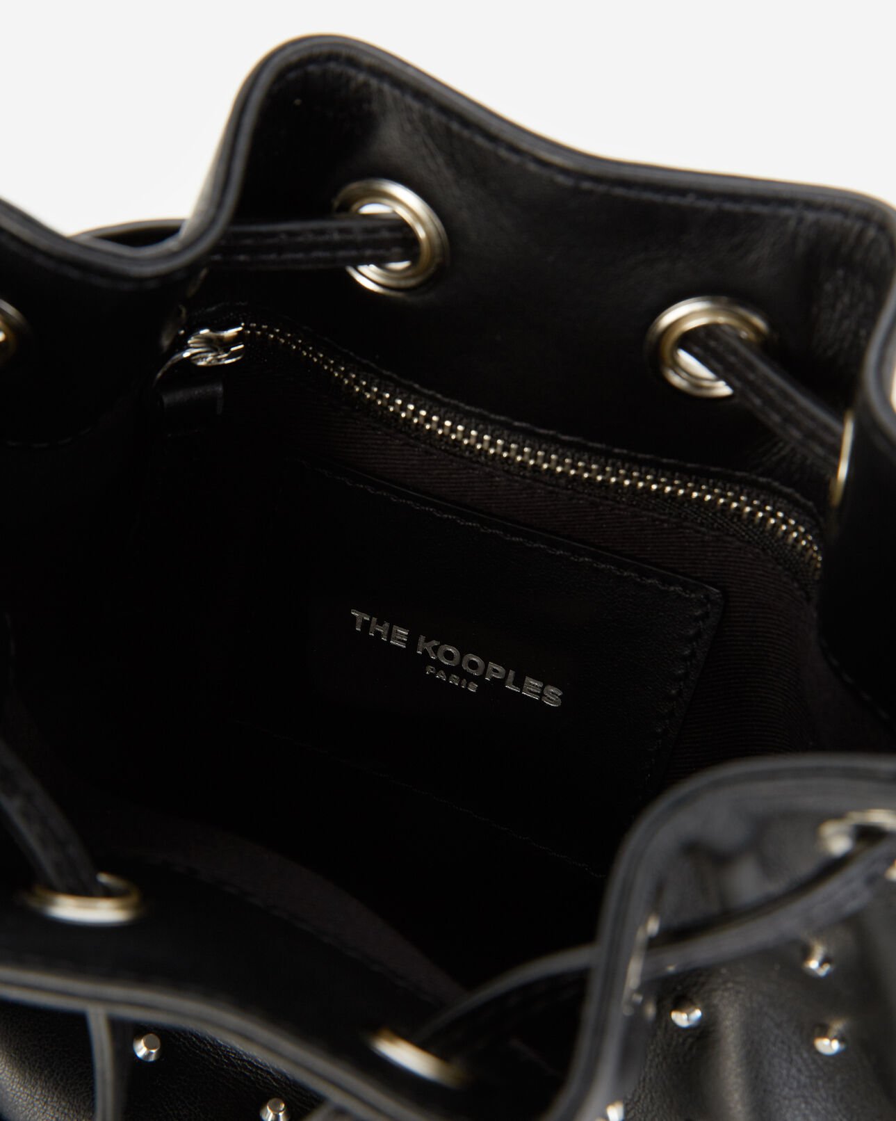 The Kooples WOMEN BLACK / SILVER studded small tina bag in smooth black leather